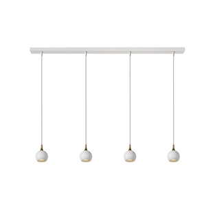 Witte lange pendellamp met 4 bollen van 9 cm GU10