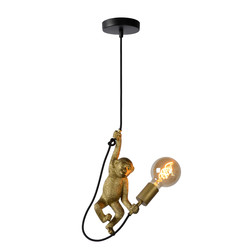Beestige en retro stijl hanglamp 18 cm Ø E27 goud-messing aapje