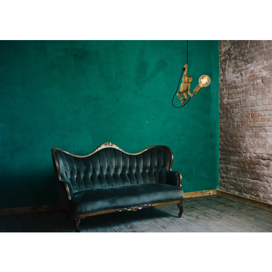 Beestige en retro stijl hanglamp 18 cm Ø E27 goud-messing aapje