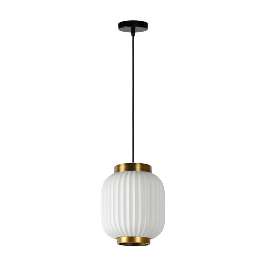 Lámpara colgante cilíndrica blanca elegante, retro y acogedora 19,5 cm Ø E27
