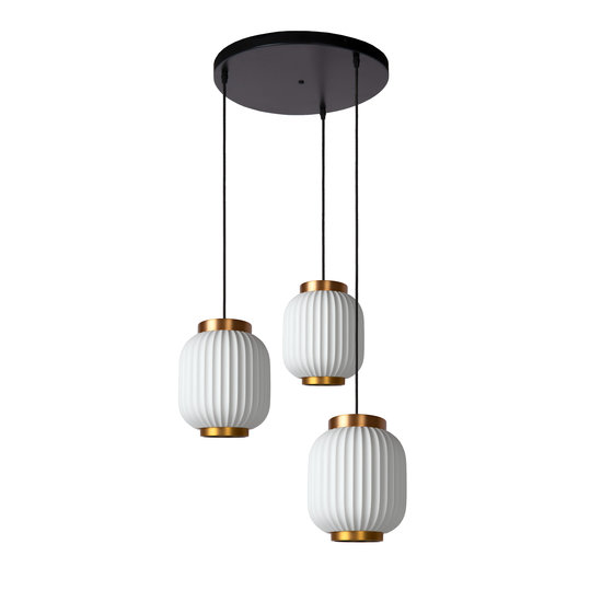 Stylish, retro and cozy 3-headed cylinder shape hanging lamp 19.5 cm Ø 3xE27 white