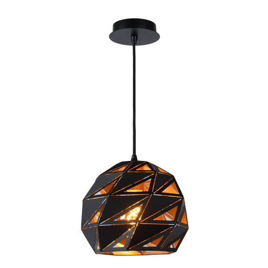 Mysterieuze, unieke bolvormige hanglamp 25 cm Ø E27 zwart