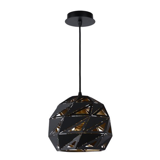 Mysterieuze, unieke bolvormige hanglamp 25 cm Ø E27 zwart