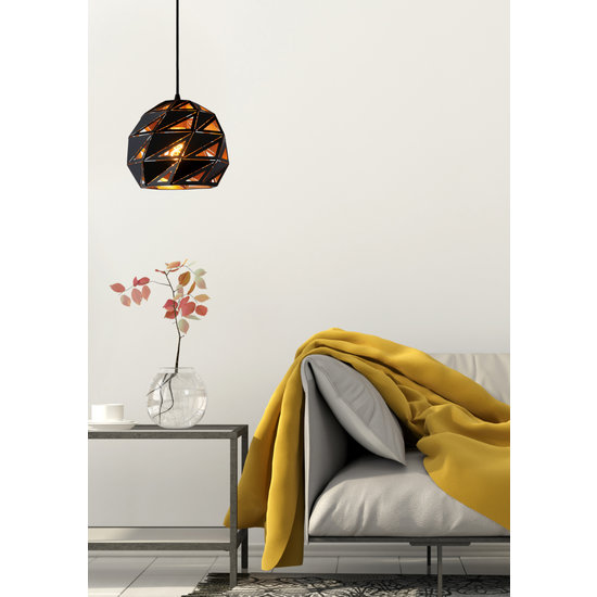 Mysterieuze, unieke bolvormige hanglamp 25 cm Ø E27 zwart