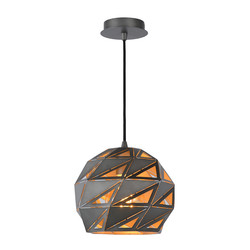 Lampe suspendue sphérique mystérieuse et unique 25 cm Ø E27 gris