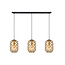 Long oval pendant lamp, 3 pieces of 25 cm Ø, 3xE27, matte gold/brass