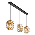 Suspension ovale allongée, 3 pièces de 25 cm Ø, 3 x E27, or mat/laiton