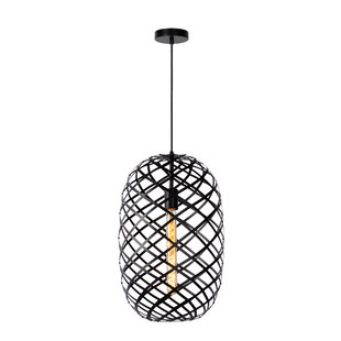 Opvallende, functionele ovaalvormige hanglamp 32 cm Ø E27 zwart