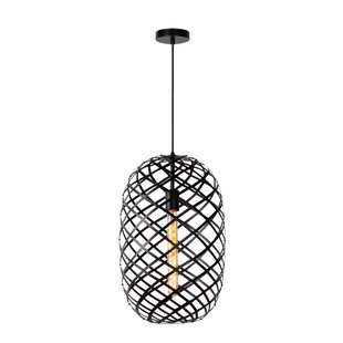 Striking, functional oval-shaped hanging lamp 32 cm Ø E27 black
