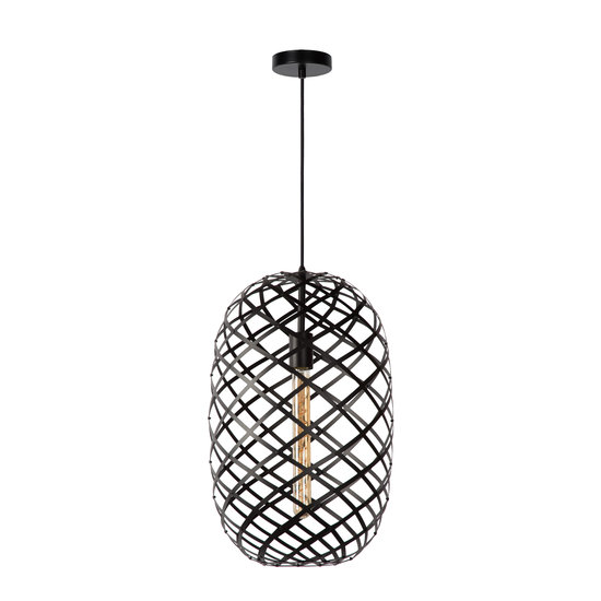 Striking, functional oval-shaped hanging lamp 32 cm Ø E27 black