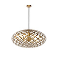 Striking, functional oval-shaped hanging lamp 65 cm Ø E27 matt gold/brass