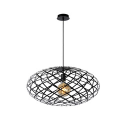 Lampe à suspension remarquable et fonctionnelle de forme ovale 65 cm Ø E27 noir