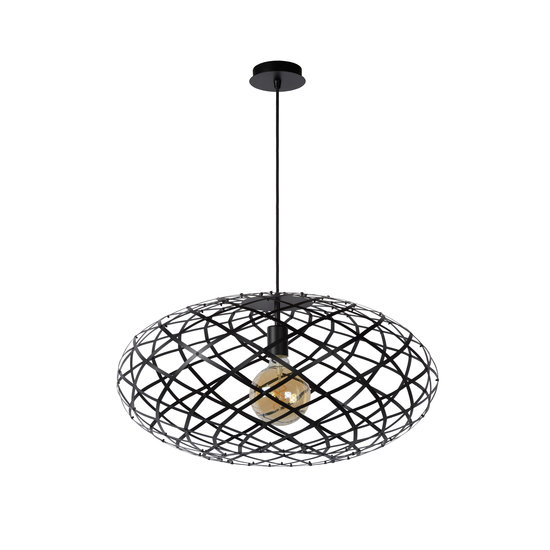Striking, functional oval-shaped hanging lamp 65 cm Ø E27 black