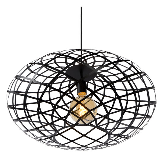 Striking, functional oval-shaped hanging lamp 65 cm Ø E27 black