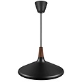 Hanglamp met stalen frame en top van FSC-gecertificeerd geolied notenhout, Ø39 cm, hoogte 27 cm, E27 fitting max. 60W, dimbaar