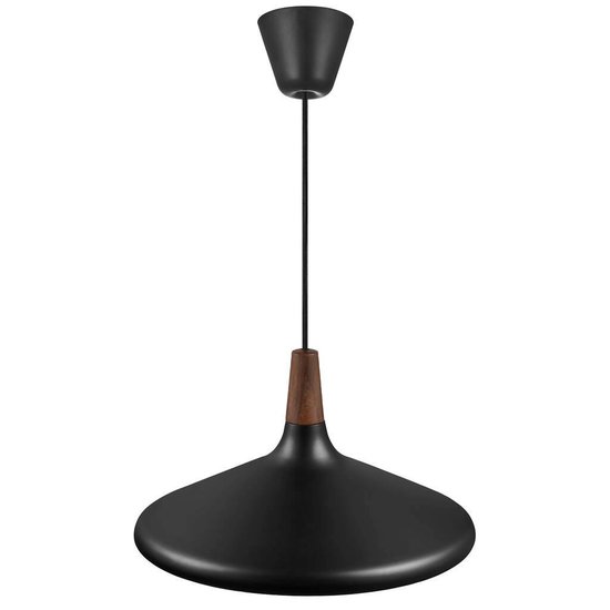 Pendant lamp with steel frame and FSC-certified oiled walnut top, Ø39 cm, height 27 cm, E27 fitting max. 60W, dimmable