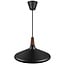 Hanglamp met stalen frame en top van FSC-gecertificeerd geolied notenhout, Ø39 cm, hoogte 27 cm, E27 fitting max. 60W, dimbaar