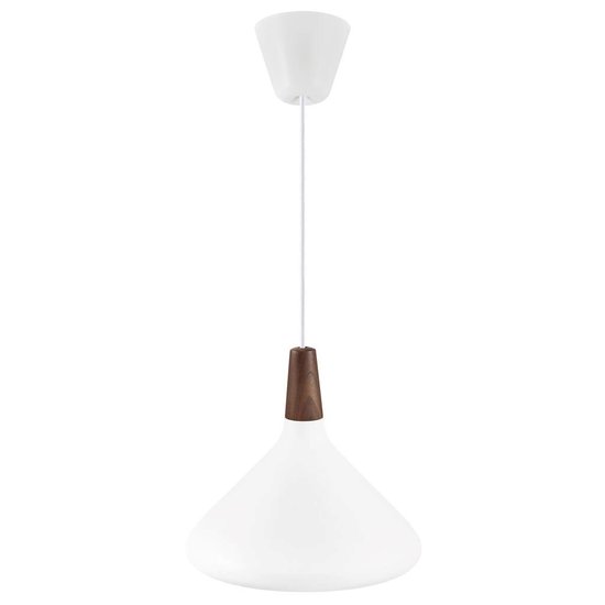 Nori 27 conical pendant lamp in white metal, E27 fitting (bulb not included), Ø270mm, 300cm cable, IP20