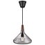 Pendant lamp with FSC-certified oiled walnut top and smoked glass shade, E27 fitting max. 60W, dimmable with compatible bulb