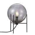 Alton 20 lámpara de mesa con pantalla de vidrio ahumado negro, base metálica, casquillo E14, 20 cm de diámetro, 29 cm de alto