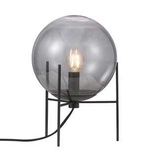 Black smoked round table lamp timeless design 20 cm diameter