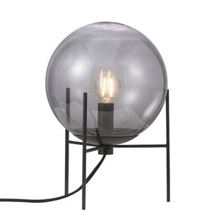 Lámpara de mesa redonda ahumada negra diseño atemporal de 20 cm de diámetro