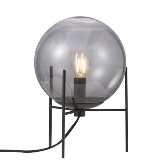 Black Smoked Round Table Lamp Timeless, Round Black Metal Table Lamp