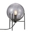 Alton 20 tafellamp met zwart gerookt glazen kap, metalen voet, E14-fitting, 20 cm diameter, 29 cm hoog