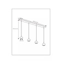 Black long pendant lamp with 4 bulbs of 9 cm GU10