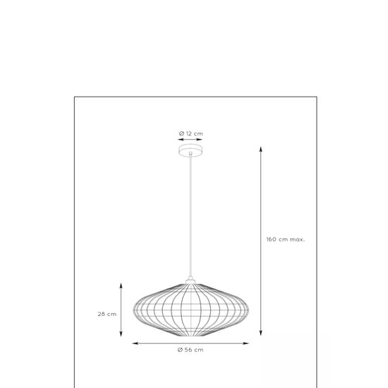 Lampe à suspension épurée et élégante en osier 56 cm Ø E27 rotin noir