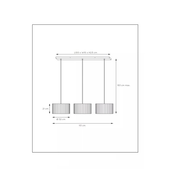 Suspension contemporaine scandinave 3xE27 rotin 32 cm par tube