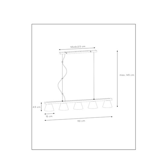 Suspension au look scandinave 5xE14 bois avec béton