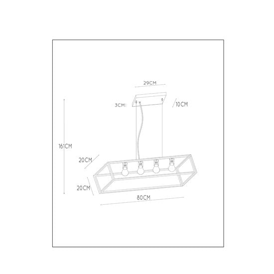 Lampe à suspension rectangulaire inclinée 4xE27 noire