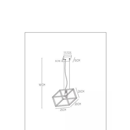Gekantelde kubusvormige hanglamp E27 zwart