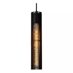 Lampe à suspension robuste noire frappante de 65 mm de diamètre E27