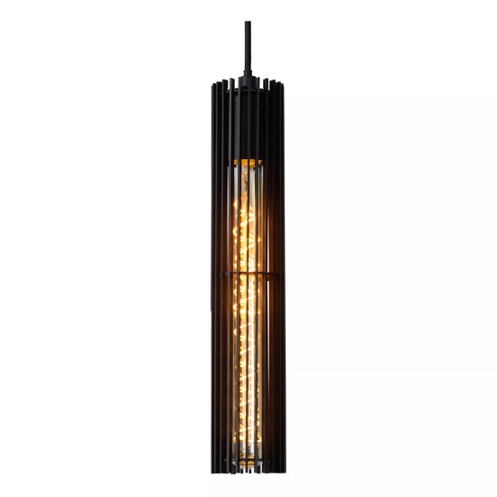 Lampe à suspension robuste noire frappante de 65 mm de diamètre E27