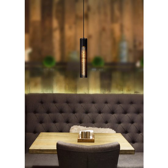 Lampe à suspension robuste noire frappante de 65 mm de diamètre E27