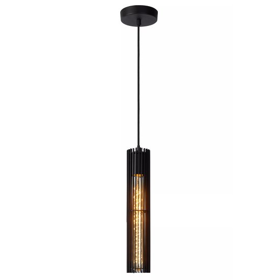 Llamativa lámpara colgante robusta negra de 65 mm de diámetro E27