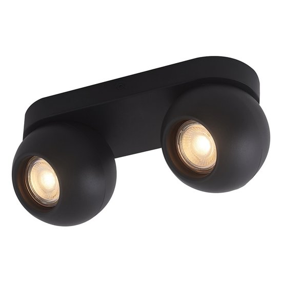 Fantasia TRITON rectangular ceiling spot with 2 adjustable GU10 spots in black aluminium
