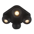 Fantasia Triton plafonnier carré à 4 spots GU10, noir, 220x220 mm, orientable et inclinable