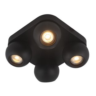 Plafonnier 4 spots LED carré noir 4x5W