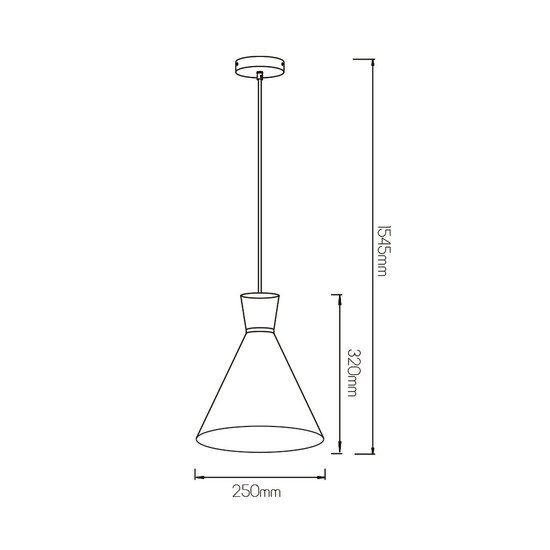 Hanging lamp above dining table 320mm H design cone E27 fitting