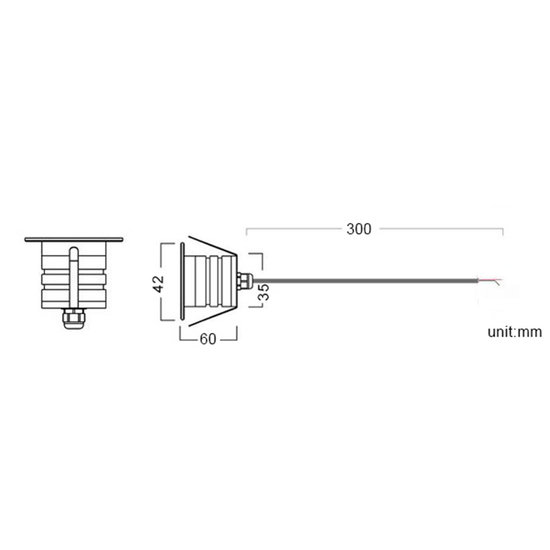 Small recessed spot IP67 diameter 42mm IP67 dimmable stainless steel 10 to 30V