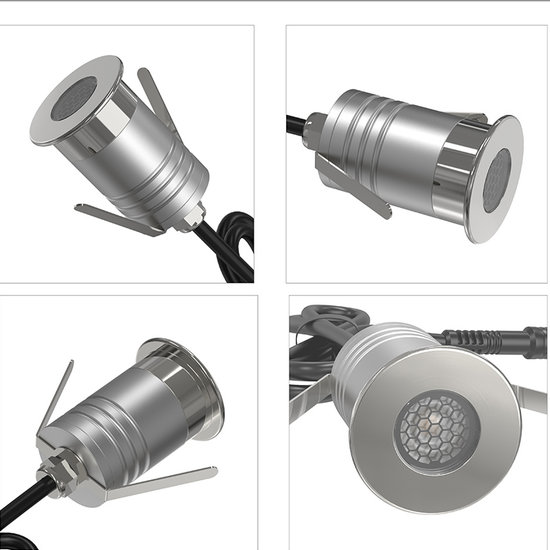 Spot encastrable anti-éblouissement IP67 nid d'abeille 10 à 30V dc 1W