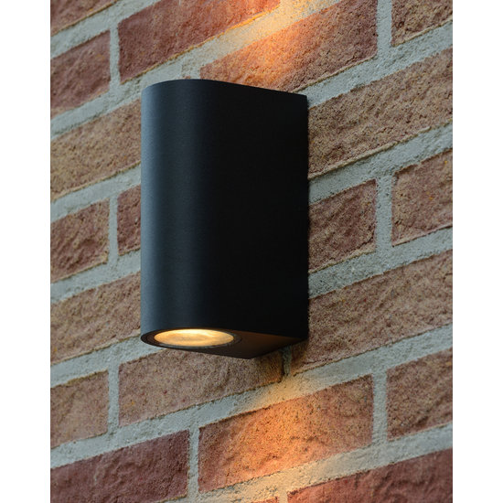 Slim, modern rectangular outdoor wall lamp 2xGU10 IP44 black
