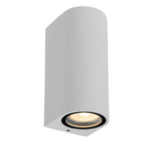 Slank, modern rechthoekig wandlampje buiten 2xGU10 IP44 wit