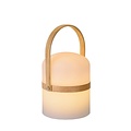 Handy spring and summer outdoor table lamp white with natural wood