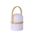 Handy spring and summer outdoor table lamp white with natural wood