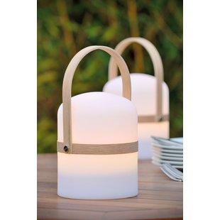 Práctica lámpara de mesa para exterior primavera y verano blanca con madera natural
