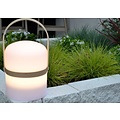 Handy spring and summer outdoor table lamp white with natural wood